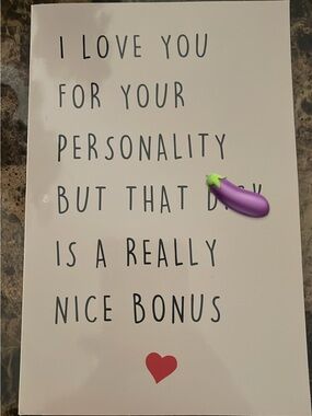 I Love You For Your Personality Birthday Card- White with Black Text & Red Heart